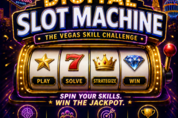 Employees participating in a virtual Vegas-style gaming challenge using a digital slot machine platform.