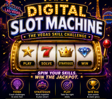 Employees participating in a virtual Vegas-style gaming challenge using a digital slot machine platform.