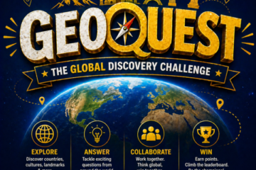 Remote teams solving clues and identifying mystery locations during GeoQuest™, a virtual team-building and treasure hunt experience