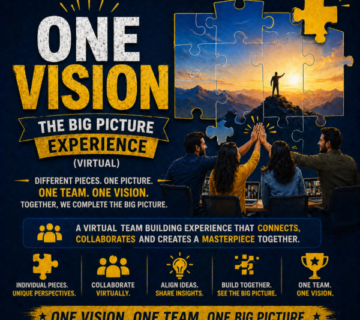 Remote teams collaborating to create a shared digital artwork during One Vision™, a virtual team-building activity focused on organizational alignment and teamwork