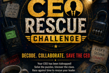 Virtual teams solving magical puzzles and uncovering clues during an interactive fantasy-themed team-building challenge.
