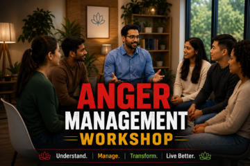 Employees participating in an anger management and emotional intelligence workshop focused on workplace wellness and communication.