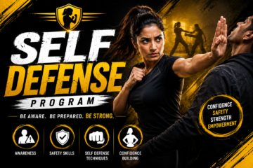 Participants learning practical self-defence and personal safety techniques during a workplace wellness workshop.
